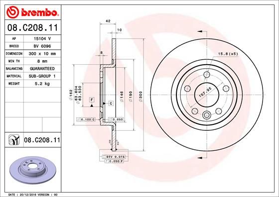 Тормозной диск BREMBO 08C20811