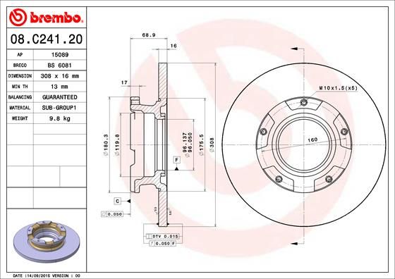 Тормозной диск BREMBO 08C24120