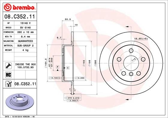 Тормозной диск BREMBO 08C35211