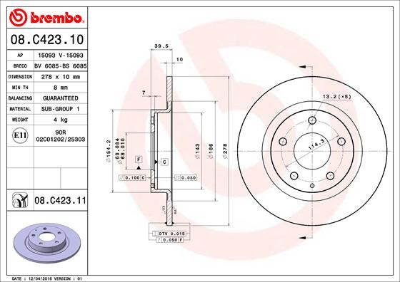 Тормозной диск BREMBO 08C42311