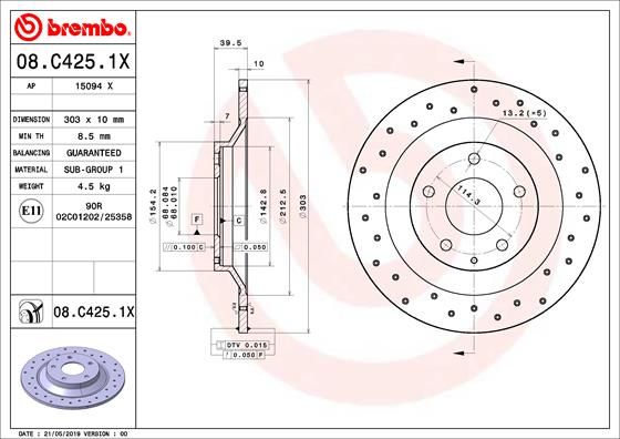 Тормозной диск BREMBO 08C4251X