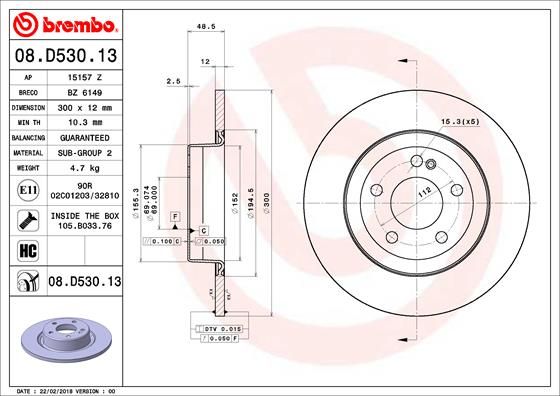 Тормозной диск BREMBO 08D53013