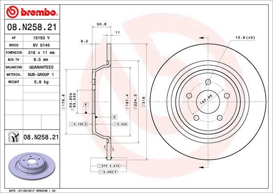 Тормозной диск BREMBO 08N25821