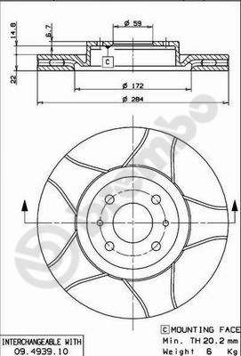 Тормозной диск BREMBO 09493975
