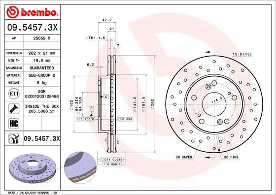 Тормозной диск BREMBO 0954573X