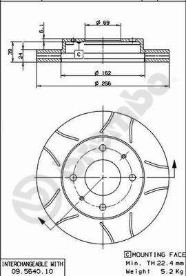 Тормозной диск BREMBO 09564075
