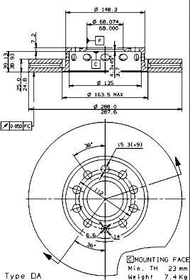 Тормозной диск BREMBO 09574521