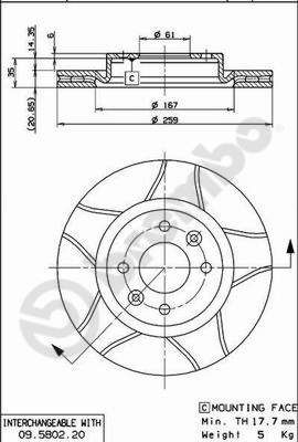 Тормозной диск BREMBO 09580276