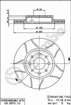 Тормозной диск BREMBO 09587075