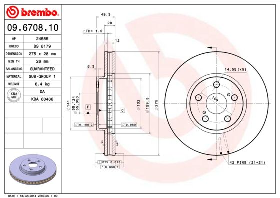 Тормозной диск BREMBO 09670810