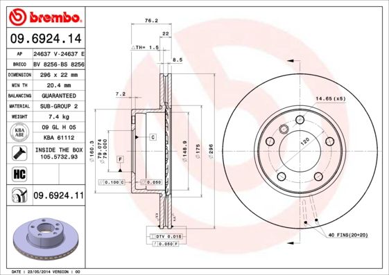 Тормозной диск BREMBO 09692411