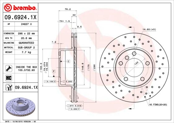 Тормозной диск BREMBO 0969241X