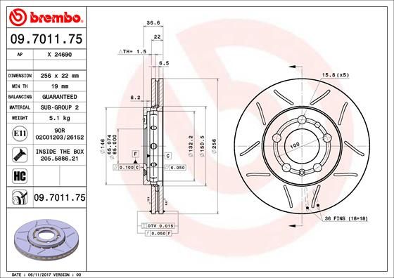 Тормозной диск BREMBO 09701175