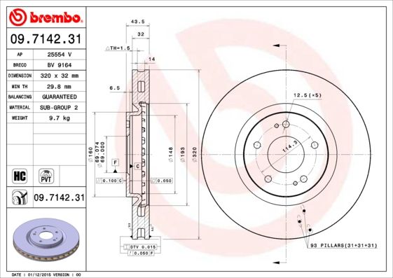 Тормозной диск BREMBO 09714231
