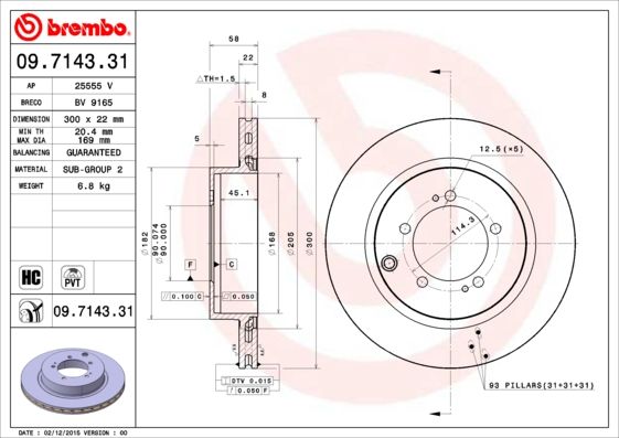 Тормозной диск BREMBO 09714331