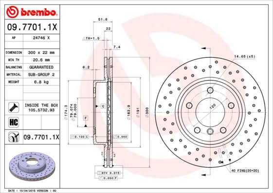 Тормозной диск BREMBO 0977011X