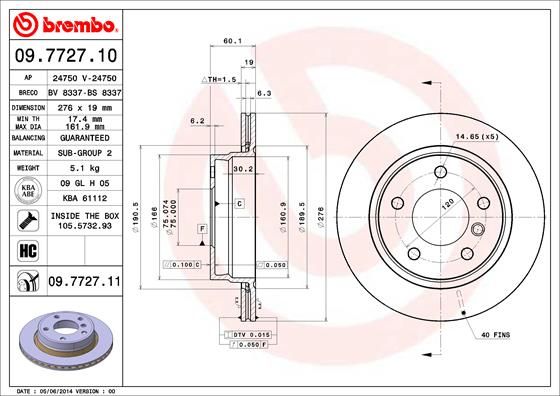 Тормозной диск BREMBO 09772711
