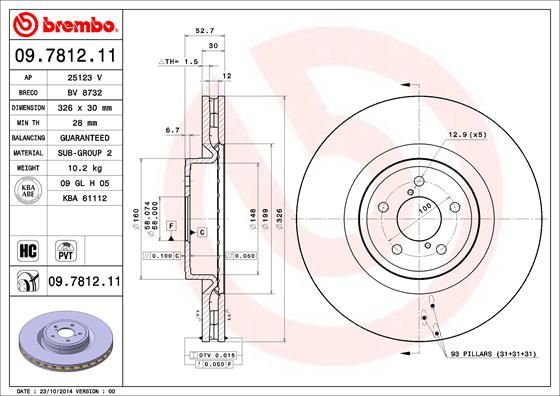 Тормозной диск BREMBO 09781211