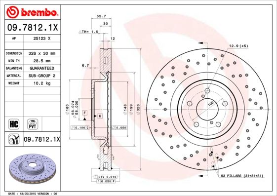 Тормозной диск BREMBO 0978121X