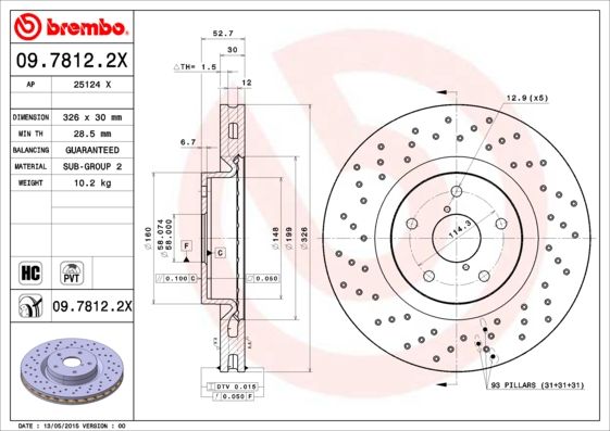 Тормозной диск BREMBO 0978122X