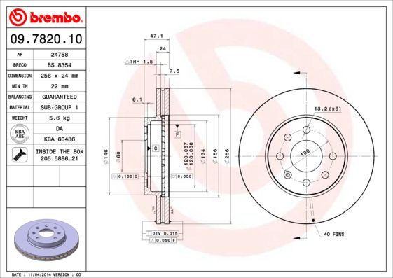 Тормозной диск BREMBO 09782010