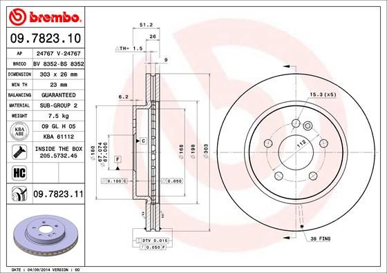 Тормозной диск BREMBO 09782311