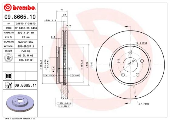 Тормозной диск BREMBO 09866511