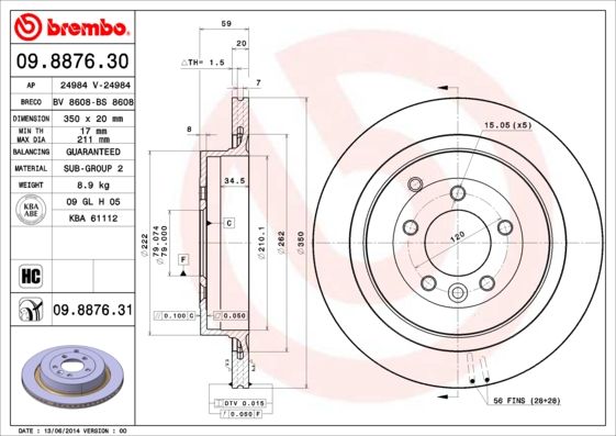 Тормозной диск BREMBO 09887631