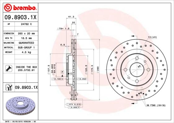 Тормозной диск BREMBO 0989031X