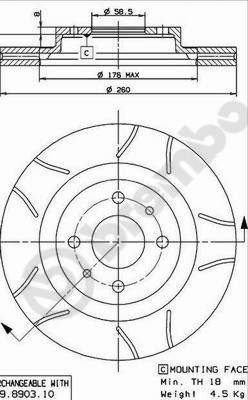 Тормозной диск BREMBO 09890375