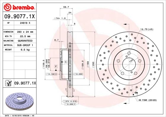 Тормозной диск BREMBO 0990771X