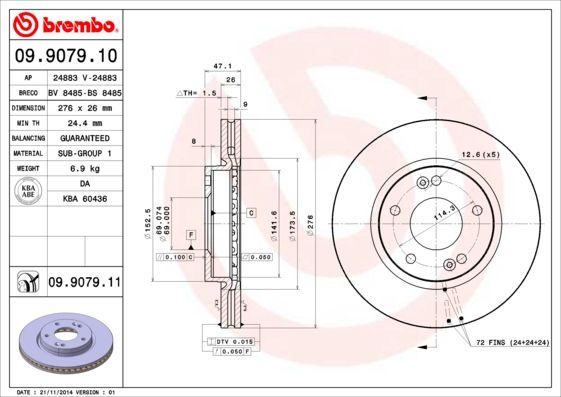 Тормозной диск BREMBO 09907910