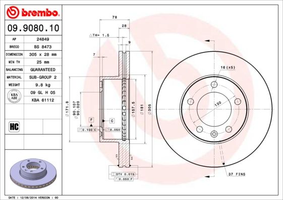 Тормозной диск BREMBO 09908010