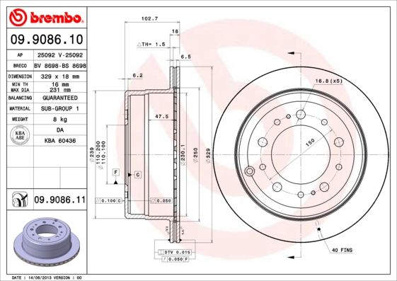 Тормозной диск BREMBO 09908611