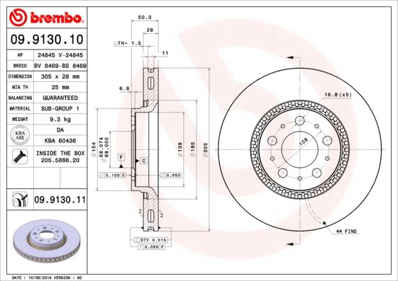Тормозной диск BREMBO 09913011