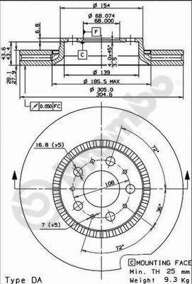 Тормозной диск BREMBO 09913075