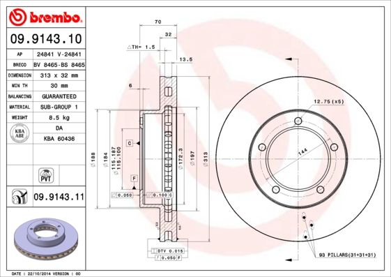 Тормозной диск BREMBO 09914311