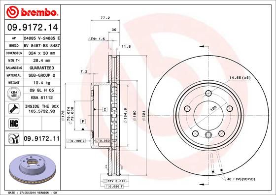 Тормозной диск BREMBO 09917211