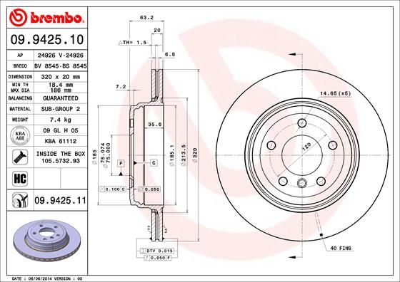Тормозной диск BREMBO 09942511