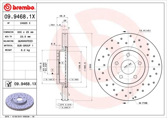 Тормозной диск BREMBO 0994681X