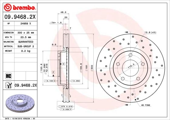 Тормозной диск BREMBO 0994682X