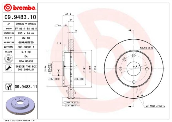 Тормозной диск BREMBO 09948310