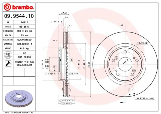 Тормозной диск BREMBO 09954410