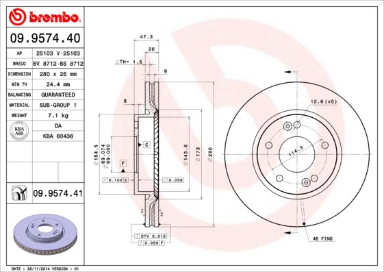 Тормозной диск BREMBO 09957440