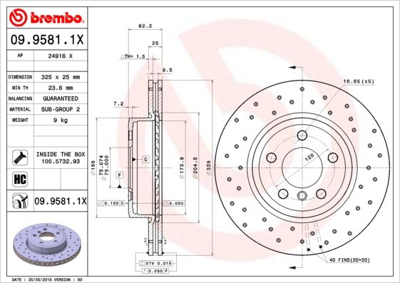 Тормозной диск BREMBO 0995811X