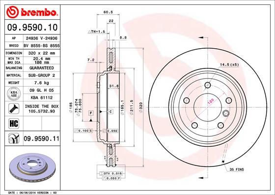 Тормозной диск BREMBO 09959011