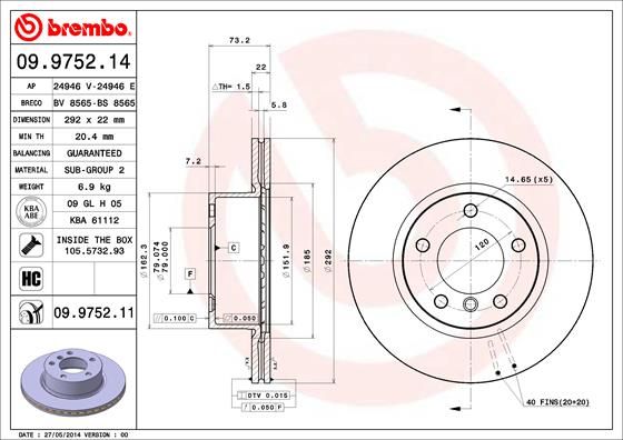 Тормозной диск BREMBO 09975211