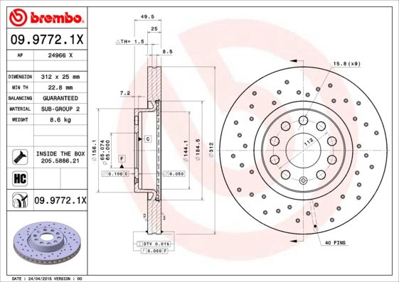 Тормозной диск BREMBO 0997721X
