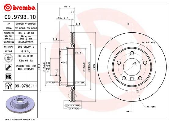 Тормозной диск BREMBO 09979311