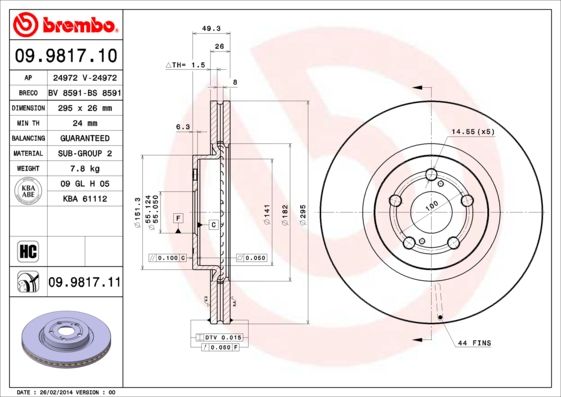 Тормозной диск BREMBO 09981711